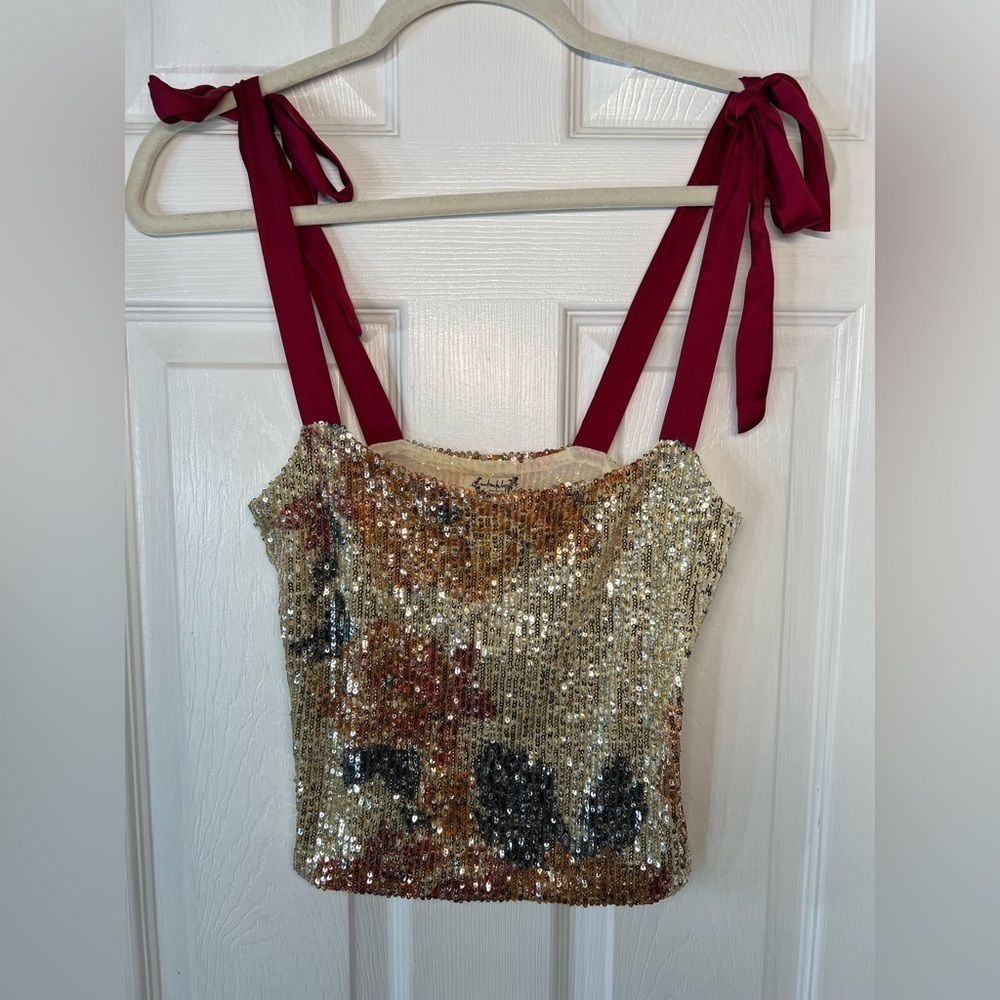 Free People Night Garden Sequin Tube Top Size‎ Small - Picture 2 of 9
